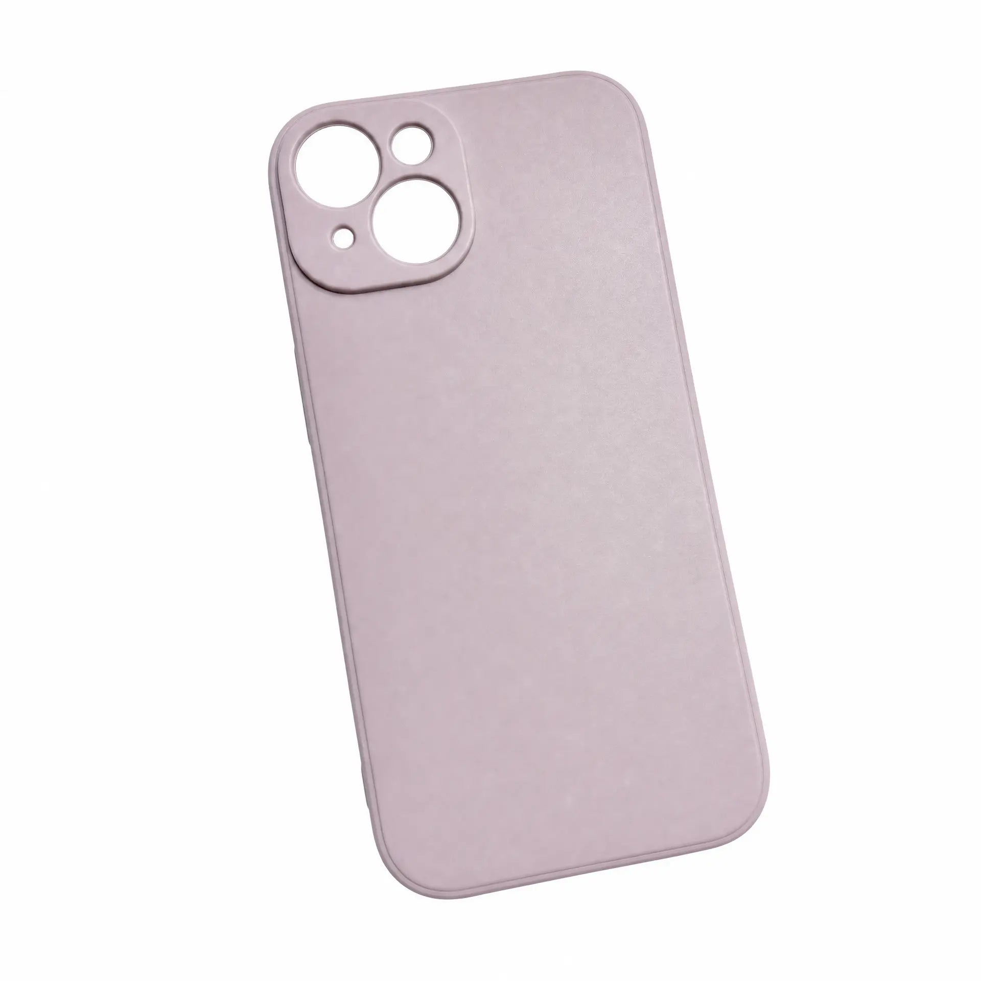 Close-up af lilla iPhone cover med hævet kamerakant og mat silikone finish
