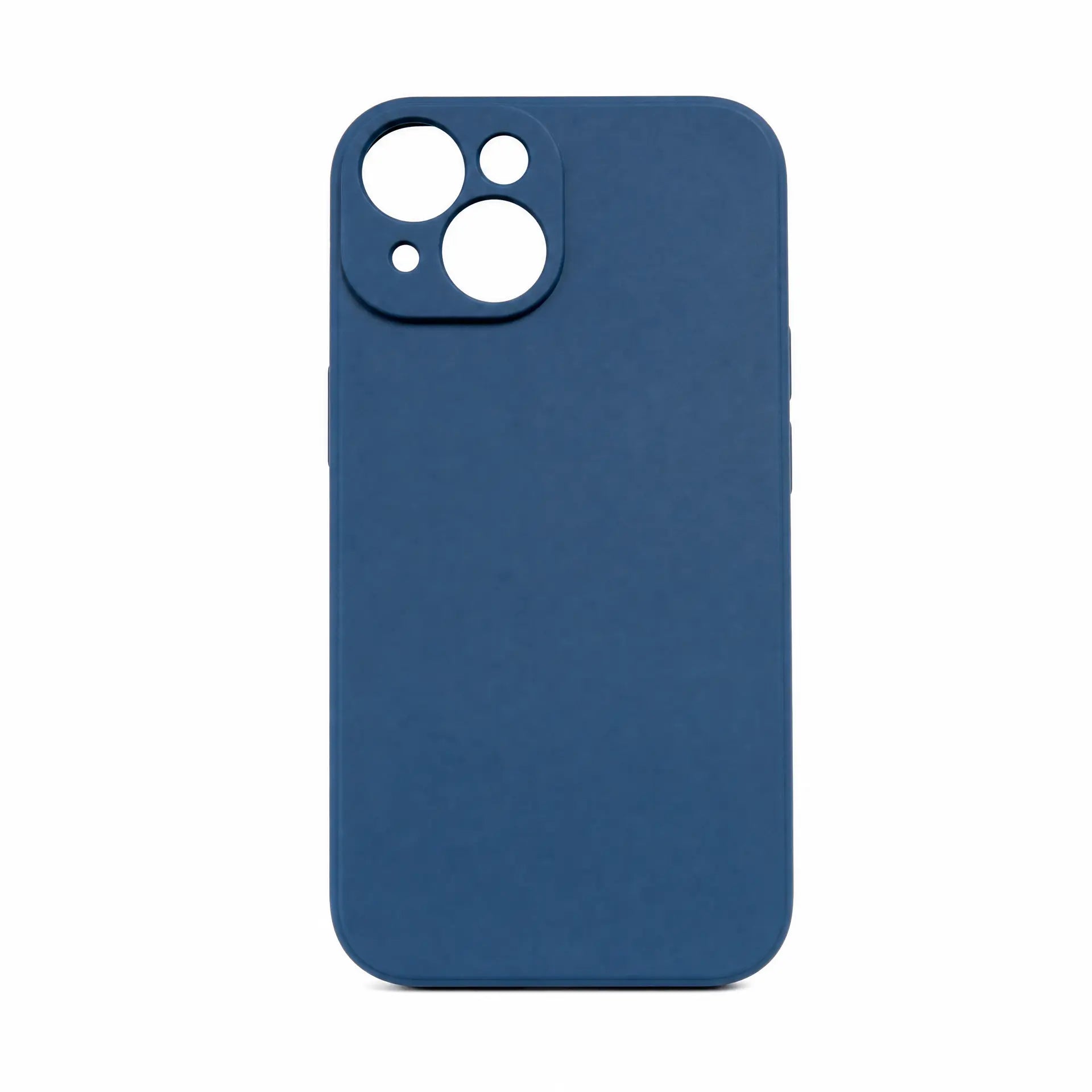 Close-up af blåt silikone cover til iPhone med kamerabeskyttelse