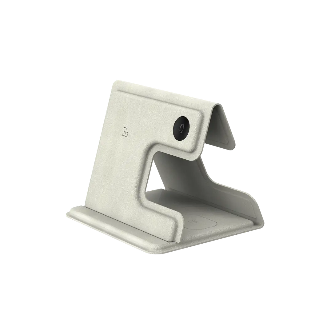 Foldet opladerstander med blødt læder-look