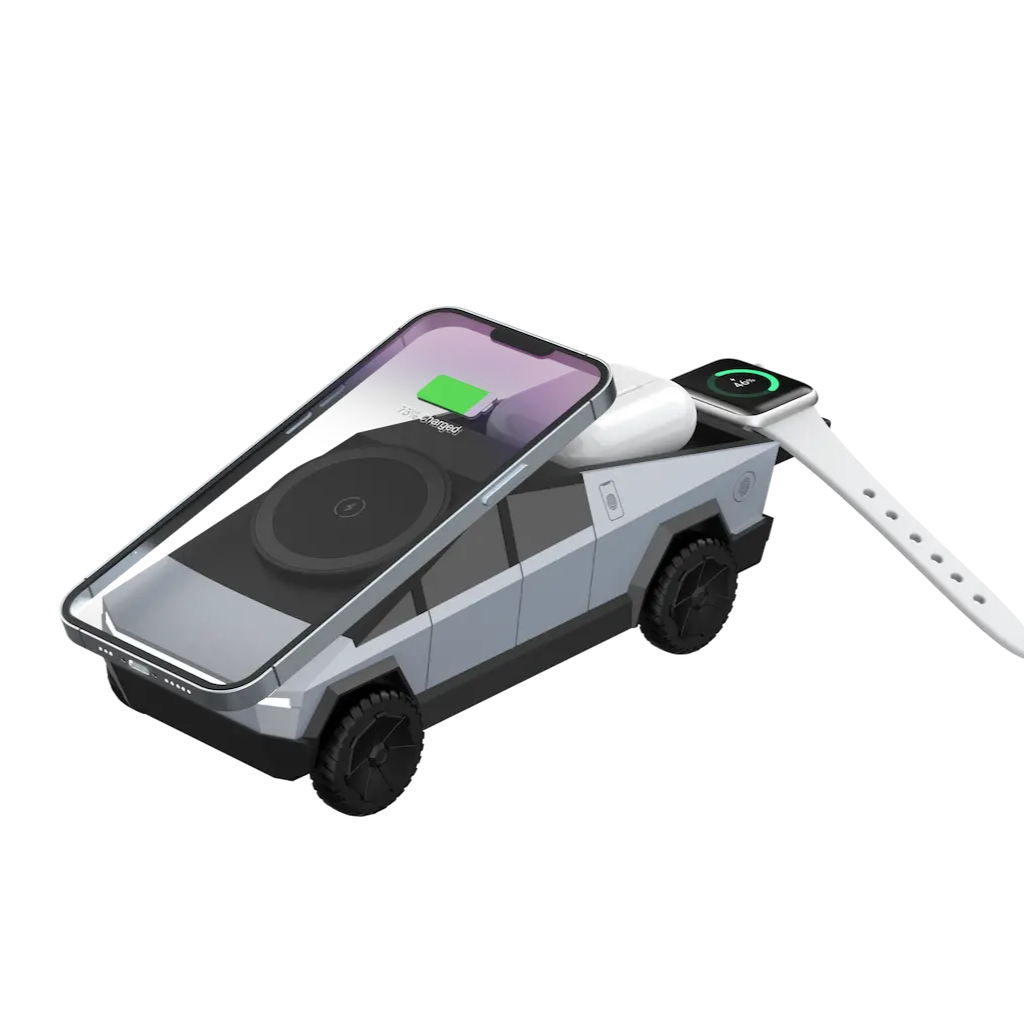 iPhone oplades på CyberDock+’s topoverflade