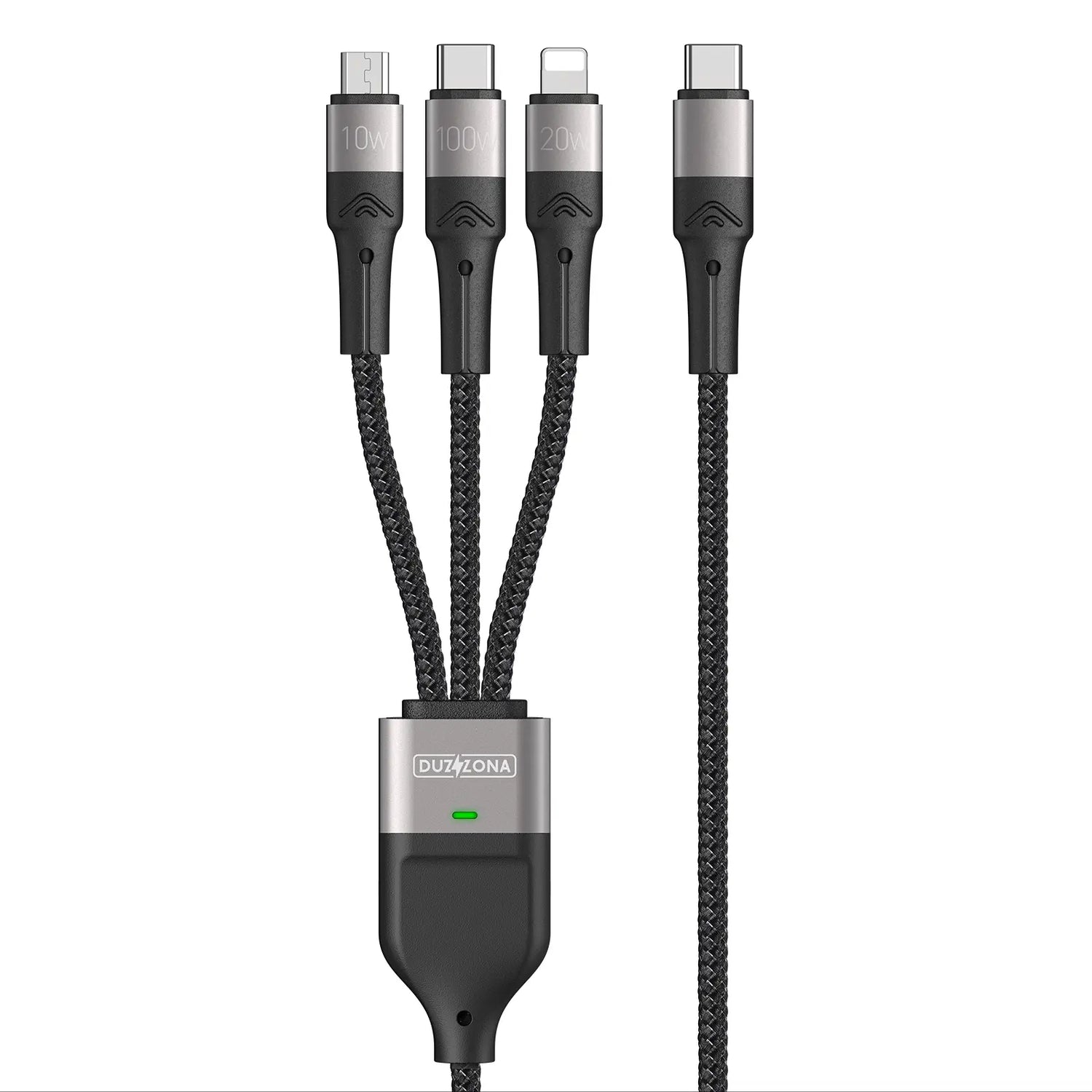Duzzona 3-i-1 kabel – visning af USB-C, Lightning og Micro USB stik