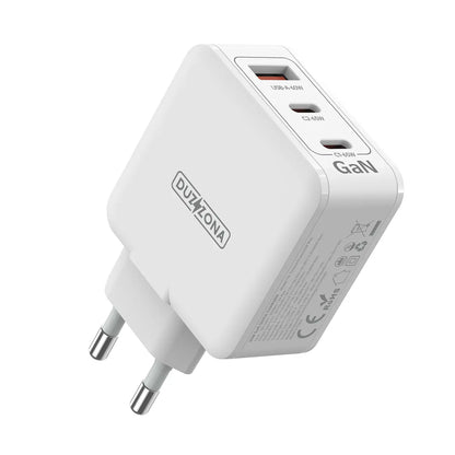 Nærbillede af Duzzona 65W oplader med USB-C og USB-A