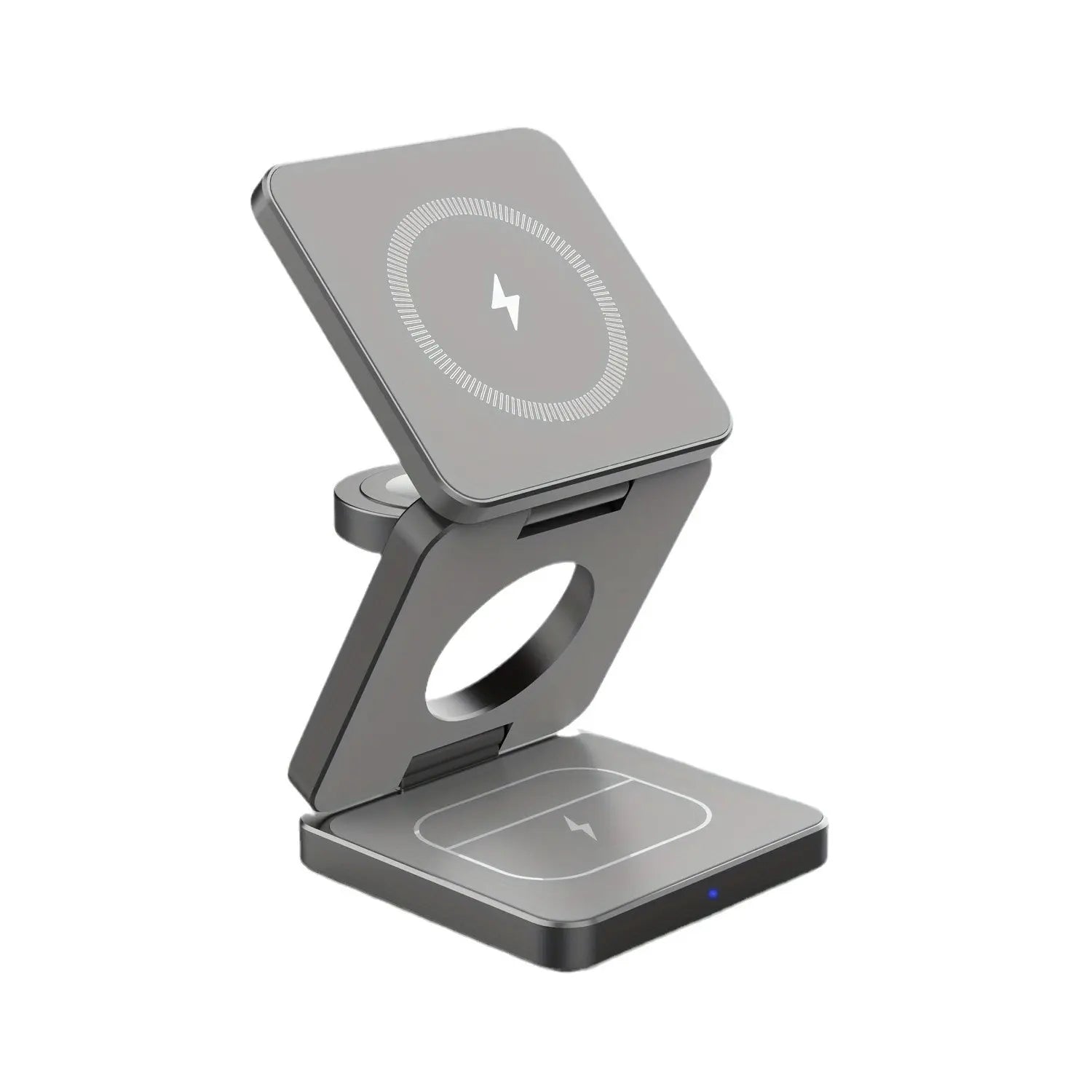 Grå version af trådløs opladerstander i foldbart design