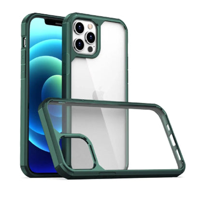 Heavy Duty cover til iPhone i sort og mørkegrøn – vises forfra og bagfra