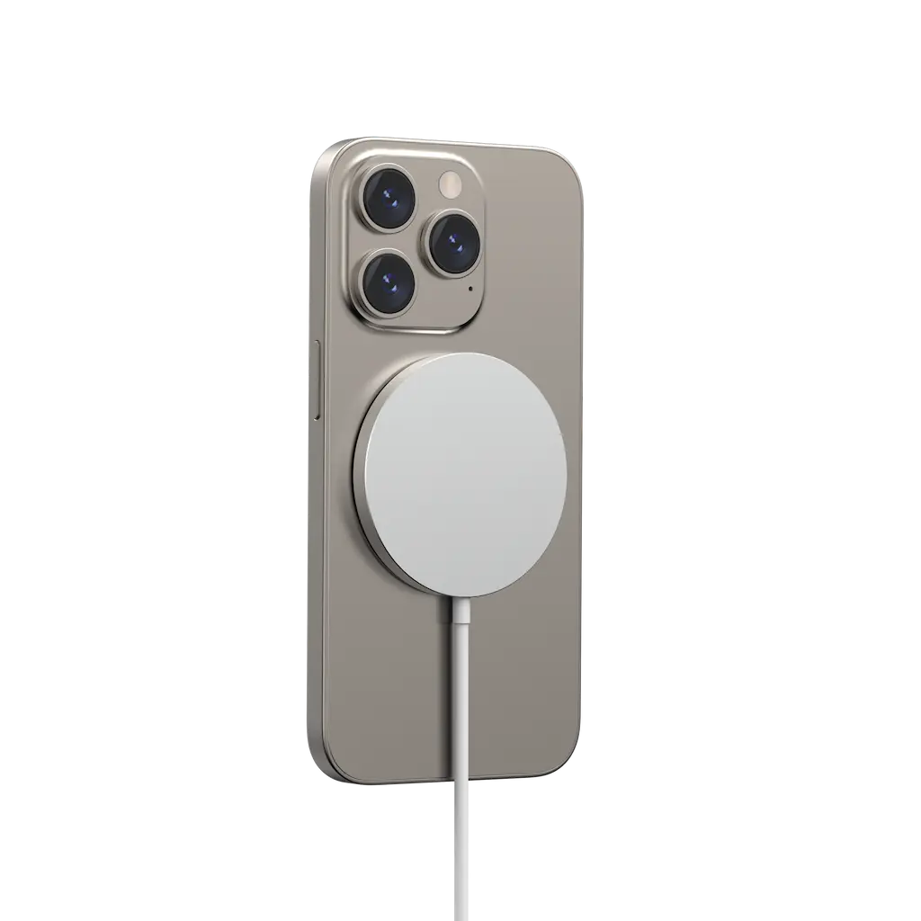 Magnetisk trådløs oplader AD13 monteret bag på iPhone