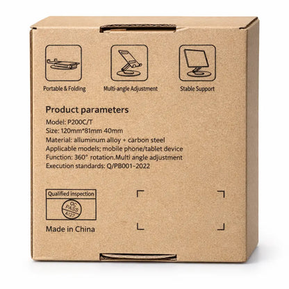 Produktinformation på emballage til mobilholder