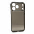 Sort transparent TPU iPhone-cover med røget finish og præcise udskæringer til kamera vist på hvid baggrund