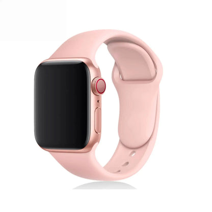 Lyserød sportsrem til Apple Watch – silikone, monteret på ur, feminin og sporty stil