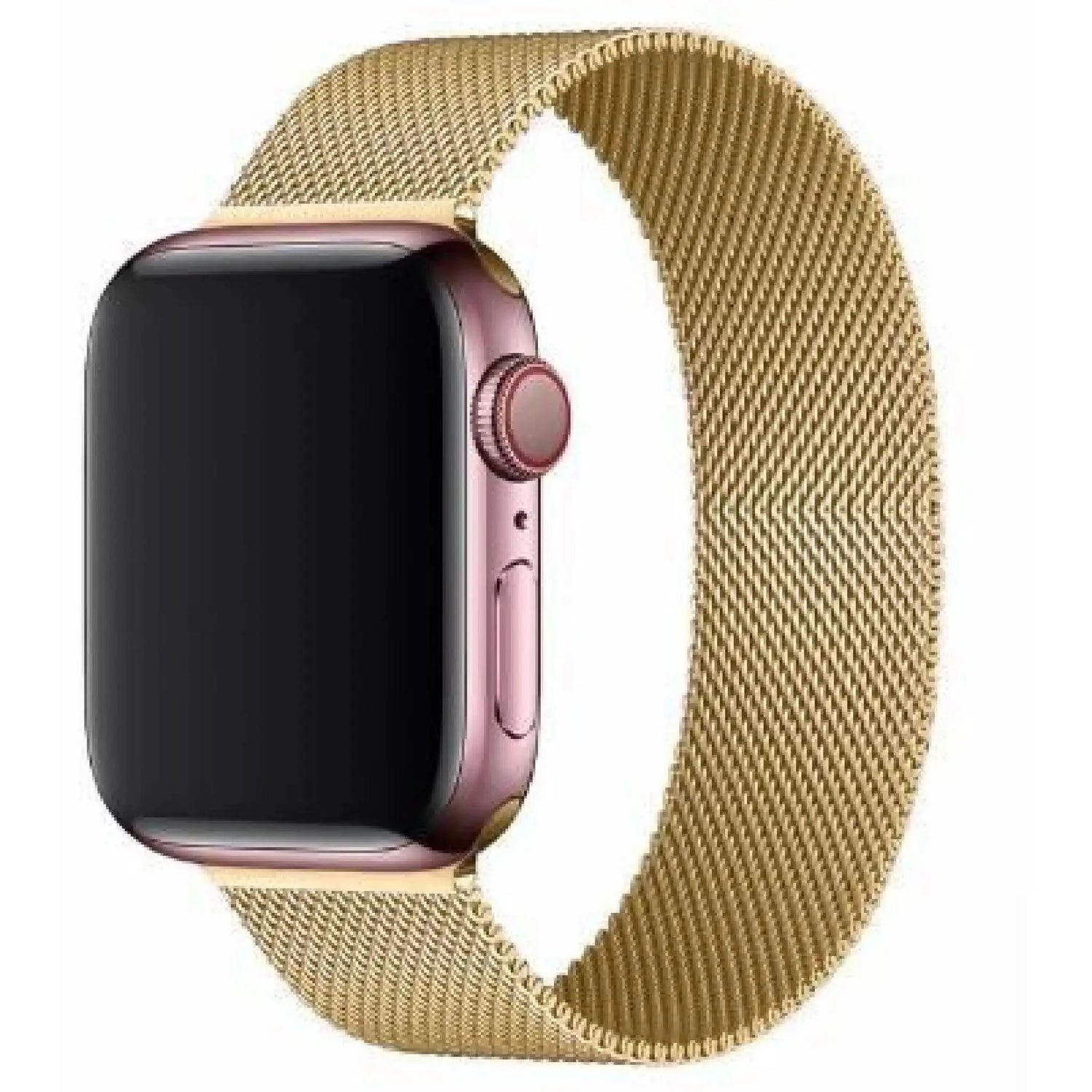 Guld stålrem til Apple Watch – rustfrit stål, mesh-design med magnetisk lukning