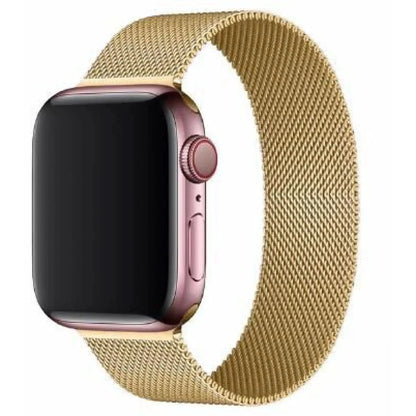 Guld stålrem til Apple Watch – rustfrit stål, mesh-design med magnetisk lukning