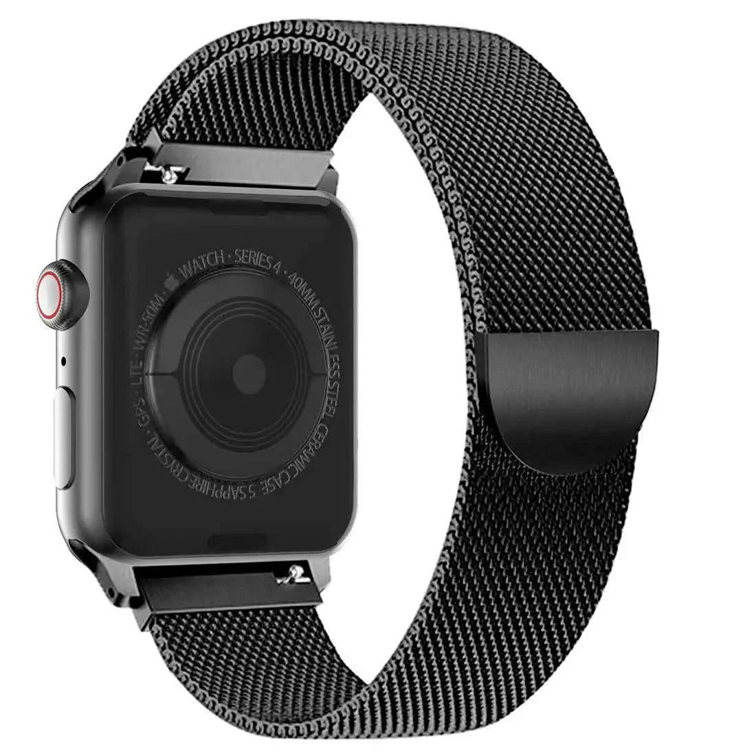 Sort stålrem til Apple Watch – mesh-design med magnetisk lukning
