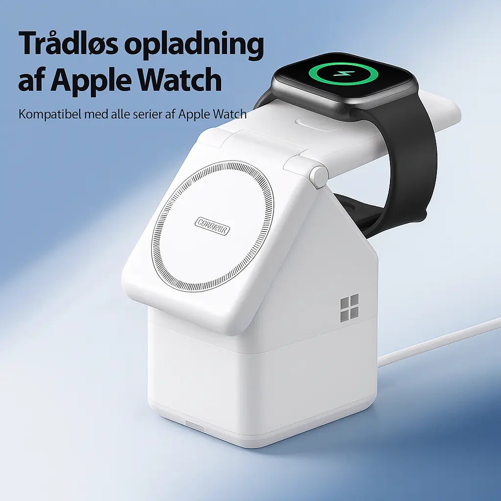 4-i-1 oplader hus – oplader nemt alle serier af Apple Watch trådløst.