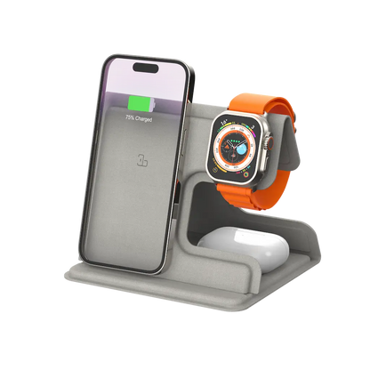 Opladning af iPhone og Apple Watch på trådløs stander
