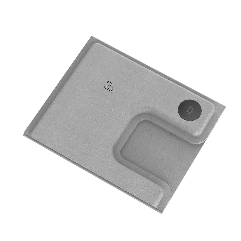 Foldet 3-i-1 opladerstander i PU-læderdesign