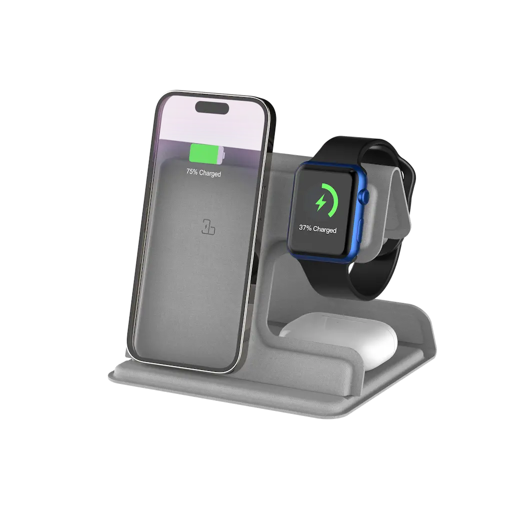3-i-1 opladerstander med Apple Watch og iPhone opladning