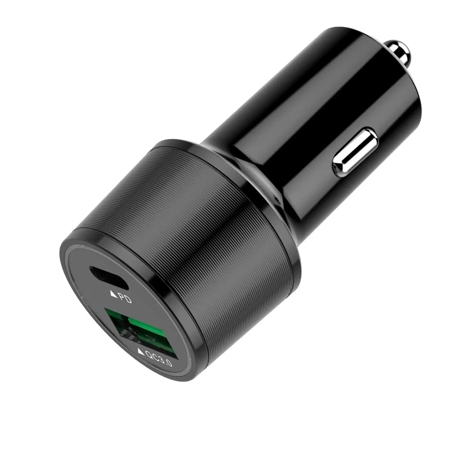 Universal biloplader med USB og Type-C port – sort oplader til bilen, kompatibel med alle enheder