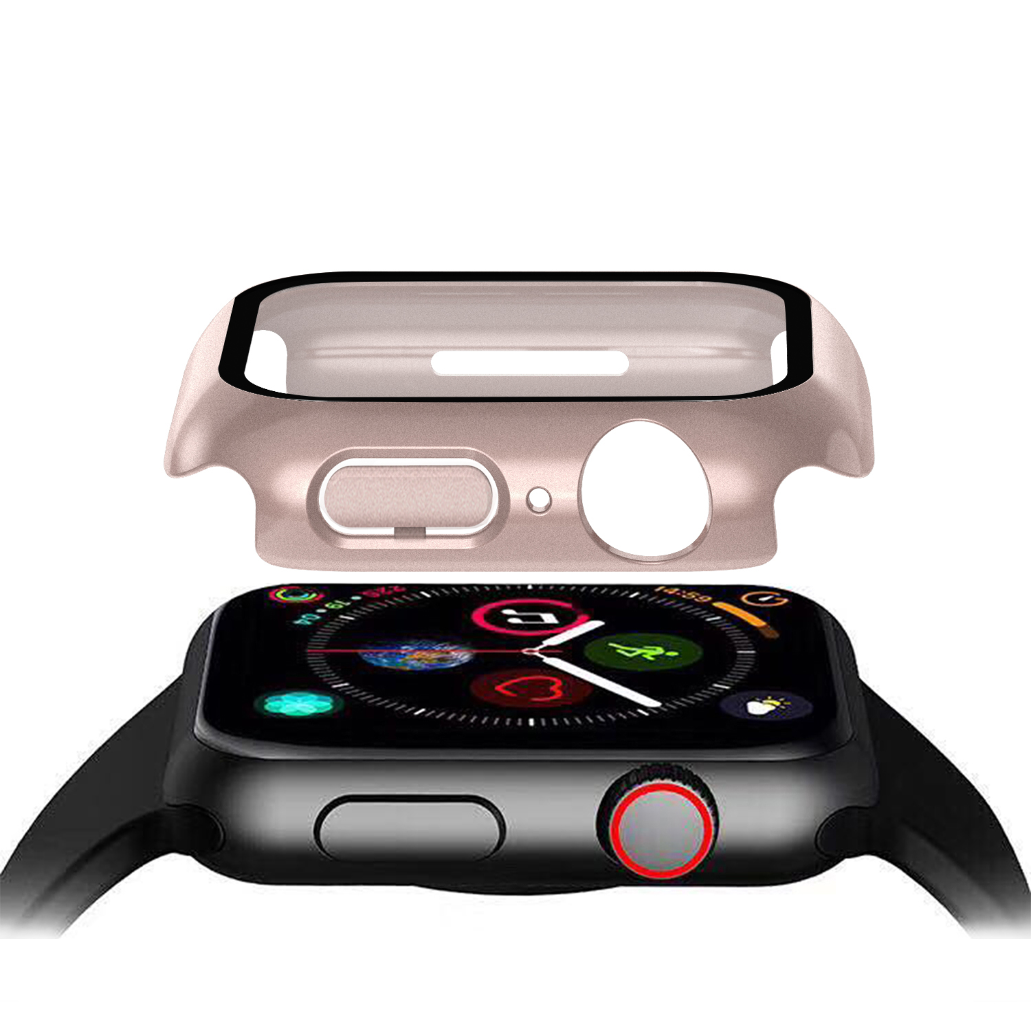 Guld cover case med hærdet glas til Apple Watch – stilfuldt og robust design